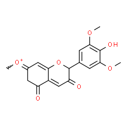ChemSpider 2D Image | (E)-[2-(4-Hydroxy-3,5-dimethoxyphenyl)-3,5-dioxo-2,3,5,6-tetrahydro-7H-chromen-7-ylidene](methyl)oxonium | C18H17O7