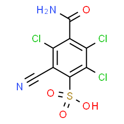 ChemSpider 2D Image | 4-Carbamoyl-2,3,5-trichloro-6-cyanobenzenesulfonic acid | C8H3Cl3N2O4S