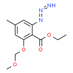ChemSpider 2D Image | 1-[2-(Ethoxycarbonyl)-3-(methoxymethoxy)-5-methylphenyl]-1,2-triazadien-2-ium | C12H16N3O4
