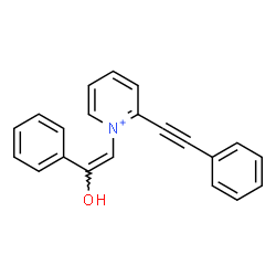 ChemSpider 2D Image | 1-[(E)-2-Hydroxy-2-phenylvinyl]-2-(phenylethynyl)pyridinium | C21H16NO