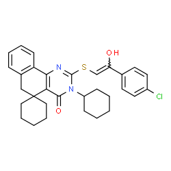 ChemSpider 2D Image | 2-{[(Z)-2-(4-Chlorophenyl)-2-hydroxyvinyl]sulfanyl}-3-cyclohexyl-3H-spiro[benzo[h]quinazoline-5,1'-cyclohexan]-4(6H)-one | C31H33ClN2O2S