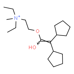 ChemSpider 2D Image | 2-[(2,2-Dicyclopentyl-1-hydroxyvinyl)oxy]-N,N-diethyl-N-methylethanaminium | C19H36NO2