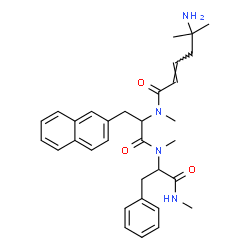 ChemSpider 2D Image | (2E)-5-Amino-N,5-dimethyl-N-[1-{methyl[1-(methylamino)-1-oxo-3-phenyl-2-propanyl]amino}-3-(2-naphthyl)-1-oxo-2-propanyl]-2-hexenamide (non-preferred name) | C32H40N4O3