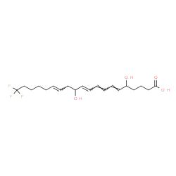 ChemSpider 2D Image | (6E,8E,10E,14E)-20,20,20-Trifluoro-5,12-dihydroxy-6,8,10,14-icosatetraenoic acid | C20H29F3O4