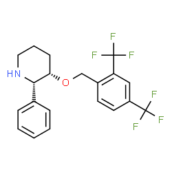 ChemSpider 2D Image | (2S,3S)-3-{[2,4-Bis(trifluoromethyl)benzyl]oxy}-2-phenylpiperidine | C20H19F6NO