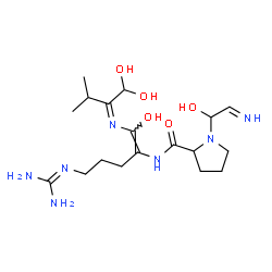 ChemSpider 2D Image | N-{(1Z)-5-[(Diaminomethylene)amino]-1-[(Z)-(1,1-dihydroxy-3-methyl-2-butanylidene)amino]-1-hydroxy-1-penten-2-yl}-1-(1-hydroxy-2-iminoethyl)prolinamide | C18H33N7O5