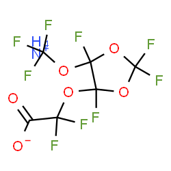 ChemSpider 2D Image | Ammonium difluoro{[2,2,4,5-tetrafluoro-5-(trifluoromethoxy)-1,3-dioxolan-4-yl]oxy}acetate | C6H4F9NO6