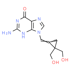 ChemSpider 2D Image | 2-Amino-9-{(E)-[2,2-bis(hydroxymethyl)cyclopropylidene]methyl}-3,9-dihydro-6H-purin-6-one | C11H13N5O3