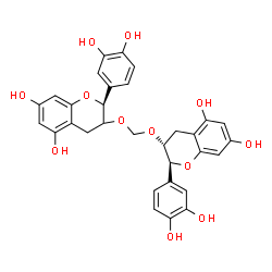 ChemSpider 2D Image | (2S,2'S,3'R)-3,3'-[Methylenebis(oxy)]bis[2-(3,4-dihydroxyphenyl)-5,7-chromanediol] | C31H28O12