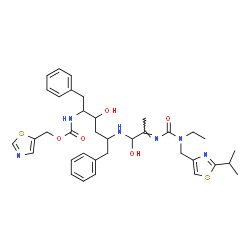ChemSpider 2D Image | 1,3-Thiazol-5-ylmethyl (5-{[(2E)-2-({ethyl[(2-isopropyl-1,3-thiazol-4-yl)methyl]carbamoyl}imino)-1-hydroxypropyl]amino}-3-hydroxy-1,6-diphenyl-2-hexanyl)carbamate | C36H46N6O5S2