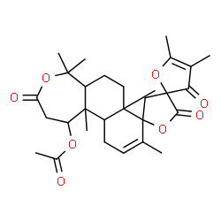 ChemSpider 2D Image | 4,5,5'',5'',7a'',9'',11b''-Heptamethyl-3,3'',5'-trioxo-1'',2'',3'',5a'',6'',7'',7a'',11'',11a'',11b''-decahydro-3H,5''H-dispiro[furan-2,4'-furan-2',8''-naphtho[2,1-c]oxepin]-1''-yl acetate | C29H38O8