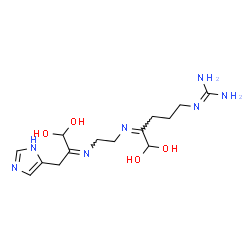 ChemSpider 2D Image | 2-{(4Z)-4-[(2-{(Z)-[1,1-Dihydroxy-3-(1H-imidazol-5-yl)-2-propanylidene]amino}ethyl)imino]-5,5-dihydroxypentyl}guanidine | C14H25N7O4