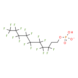 ChemSpider 2D Image | 3,3,4,4,5,5,6,6,7,7,8,8,9,9,10,10,10-Heptadecafluorodecyl hydrogen phosphate | C10H5F17O4P
