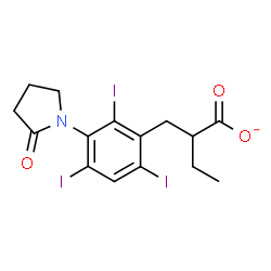 ChemSpider 2D Image | 2-[2,4,6-Triiodo-3-(2-oxo-1-pyrrolidinyl)benzyl]butanoate | C15H15I3NO3