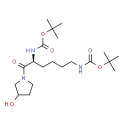 ChemSpider 2D Image | 2-Methyl-2-propanyl [(2S)-1-(3-hydroxy-1-pyrrolidinyl)-6-({[(2-methyl-2-propanyl)oxy]carbonyl}amino)-1-oxo-2-hexanyl]carbamate | C20H37N3O6