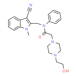 ChemSpider 2D Image | N-[(3-CYANO-1-METHYLINDOL-2-YL)METHYL]-2-[4-(2-HYDROXYETHYL)PIPERAZIN-1-YL]-N-PHENYLACETAMIDE | C25H29N5O2