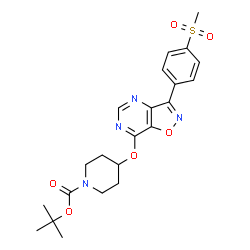 ChemSpider 2D Image | TERT-BUTYL 4-((3-(4-METHYLSULFONYLPHENYL)-(1,2)OXAZOLO(5,4-E)PYRIMIDIN-7-YL)OXY)PIPERIDINE-1-CARBOXYLATE | C22H26N4O6S