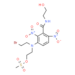 ChemSpider 2D Image | 2-[(2-Bromoethyl){3-[(2-hydroxyethyl)carbamoyl]-2,4-dinitrophenyl}amino]ethyl methanesulfonate | C14H19BrN4O9S
