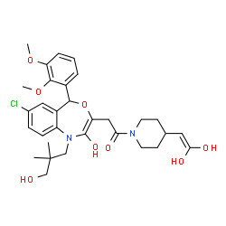 ChemSpider 2D Image | 2-[7-Chloro-5-(2,3-dimethoxyphenyl)-2-hydroxy-1-(3-hydroxy-2,2-dimethylpropyl)-1,5-dihydro-4,1-benzoxazepin-3-yl]-1-[4-(2,2-dihydroxyvinyl)-1-piperidinyl]ethanone | C31H39ClN2O8