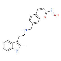 ChemSpider 2D Image | (2Z)-N-Hydroxy-3-[4-({[2-(2-methyl-1H-indol-3-yl)ethyl]amino}methyl)phenyl]acrylamide | C21H23N3O2