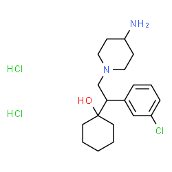 ChemSpider 2D Image | 1-[2-(4-Amino-1-piperidinyl)-1-(3-chlorophenyl)ethyl]cyclohexanol dihydrochloride | C19H31Cl3N2O