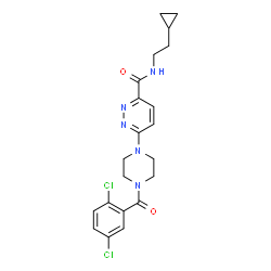 ChemSpider 2D Image | N-(2-Cyclopropylethyl)-6-[4-(2,5-dichlorobenzoyl)-1-piperazinyl]-3-pyridazinecarboxamide | C21H23Cl2N5O2