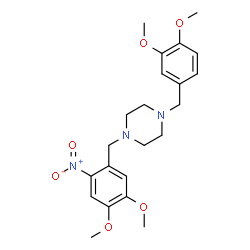 ChemSpider 2D Image | 1-(3,4-Dimethoxybenzyl)-4-(4,5-dimethoxy-2-nitrobenzyl)piperazine | C22H29N3O6