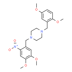 ChemSpider 2D Image | 1-(2,5-Dimethoxybenzyl)-4-(4,5-dimethoxy-2-nitrobenzyl)piperazine | C22H29N3O6