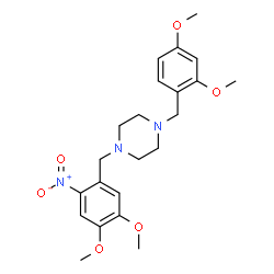 ChemSpider 2D Image | 1-(2,4-Dimethoxybenzyl)-4-(4,5-dimethoxy-2-nitrobenzyl)piperazine | C22H29N3O6