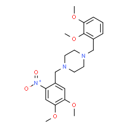 ChemSpider 2D Image | 1-(2,3-Dimethoxybenzyl)-4-(4,5-dimethoxy-2-nitrobenzyl)piperazine | C22H29N3O6