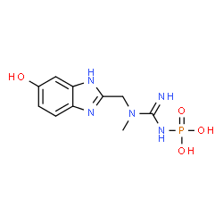ChemSpider 2D Image | {N-[(6-Hydroxy-1H-benzimidazol-2-yl)methyl]-N-methylcarbamimidoyl}phosphoramidic acid | C10H14N5O4P
