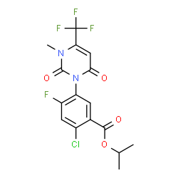 ChemSpider 2D Image | Isopropyl 2-chloro-4-fluoro-5-[3-methyl-2,6-dioxo-4-(trifluoromethyl)-3,6-dihydro-1(2H)-pyrimidinyl]benzoate | C16H13ClF4N2O4