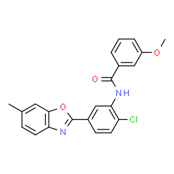 ChemSpider 2D Image | N-[2-Chloro-5-(6-methyl-1,3-benzoxazol-2-yl)phenyl]-3-methoxybenzamide | C22H17ClN2O3