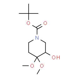 ChemSpider 2D Image | tert-butyl 3-hydroxy-4,4-dimethoxypiperidine-1-carboxylate | C12H23NO5