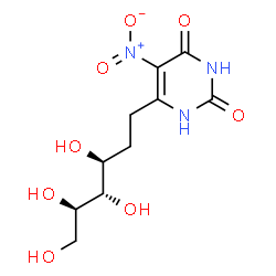 ChemSpider 2D Image | 1,2-Dideoxy-1-(5-nitro-2,6-dioxo-1,2,3,6-tetrahydro-4-pyrimidinyl)-D-ribo-hexitol | C10H15N3O8