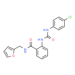 ChemSpider 2D Image | 2-{[(4-Chlorophenyl)carbamoyl]amino}-N-(2-furylmethyl)benzamide | C19H16ClN3O3