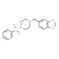 ChemSpider 2D Image | 1-Benzenesulfonyl-4-benzo[1,3]dioxol-5-ylmethyl-piperazine | C18H20N2O4S