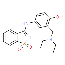 ChemSpider 2D Image | 2-[(Diethylamino)methyl]-4-[(1,1-dioxido-1,2-benzothiazol-3-yl)amino]phenol | C18H21N3O3S