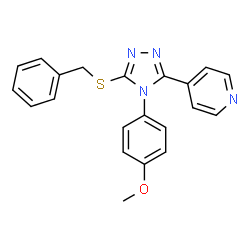 ChemSpider 2D Image | 4-[5-(Benzylsulfanyl)-4-(4-methoxyphenyl)-4H-1,2,4-triazol-3-yl]pyridine | C21H18N4OS
