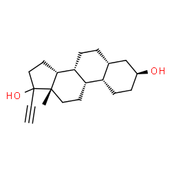 ChemSpider 2D Image | (3beta,5beta,9beta,14beta,17xi)-19-Norpregn-20-yne-3,17-diol | C20H30O2