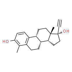 ChemSpider 2D Image | (9beta,14beta)-4,9-Cyclo-9,10-secopregna-1(10),2,4-trien-20-yne-1,17-diol | C21H26O2