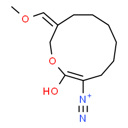 ChemSpider 2D Image | (2E,10Z)-2-Hydroxy-10-(methoxymethylene)oxacycloundec-2-ene-3-diazonium | C12H19N2O3