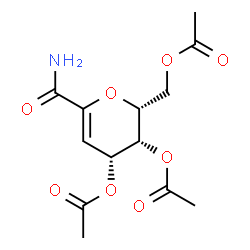 ChemSpider 2D Image | (2R,3R,4R)-2-(Acetoxymethyl)-6-carbamoyl-3,4-dihydro-2H-pyran-3,4-diyl diacetate | C13H17NO8