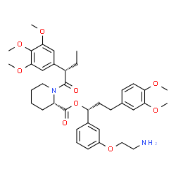 ChemSpider 2D Image | (1R)-1-[3-(2-Aminoethoxy)phenyl]-3-(3,4-dimethoxyphenyl)propyl (2S)-1-[(2S)-2-(3,4,5-trimethoxyphenyl)butanoyl]-2-piperidinecarboxylate | C38H50N2O9