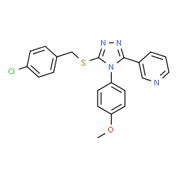 ChemSpider 2D Image | 3-{5-[(4-Chlorobenzyl)sulfanyl]-4-(4-methoxyphenyl)-4H-1,2,4-triazol-3-yl}pyridine | C21H17ClN4OS