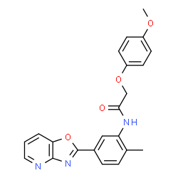 ChemSpider 2D Image | acetamide, 2-(4-methoxyphenoxy)-N-(2-methyl-5-oxazolo[4,5-b]pyridin-2-ylphenyl)- | C22H19N3O4