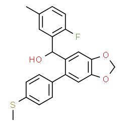 ChemSpider 2D Image | (2-Fluoro-5-methylphenyl){6-[4-(methylsulfanyl)phenyl]-1,3-benzodioxol-5-yl}methanol | C22H19FO3S