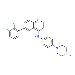ChemSpider 2D Image | 6-(2,3-Dichlorophenyl)-N-[4-(4-methyl-1-piperazinyl)phenyl]-4-quinolinamine | C26H24Cl2N4