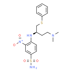 ChemSpider 2D Image | (R)-4-[[4-(Dimethylamino)-1-(phenylthio)butan-2-yl]amino]-3-nitrobenzenesulfonamide | C18H24N4O4S2
