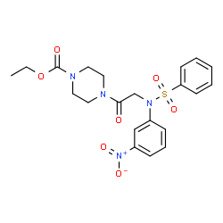 ChemSpider 2D Image | Ethyl 4-[N-(3-nitrophenyl)-N-(phenylsulfonyl)glycyl]-1-piperazinecarboxylate | C21H24N4O7S